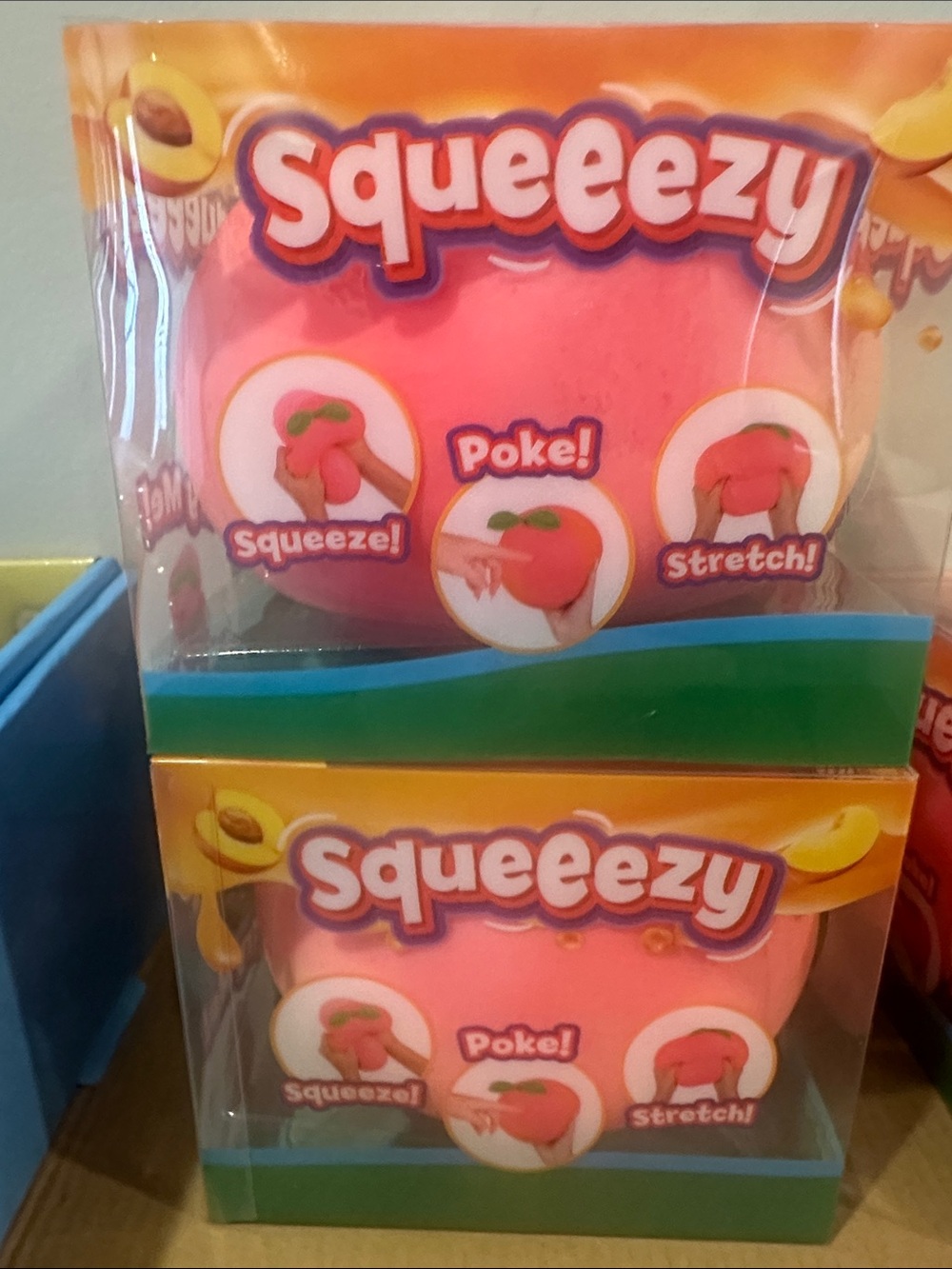 Set of 2 Sunny days Squeezy Peach Stretch & Squeeze Sensory Toy PEACH fast ship